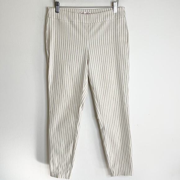 Nanette Lepore Women's Skinny Ankle Pants Size 4 Striped White & Beige Stretch - Picture 2 of 7